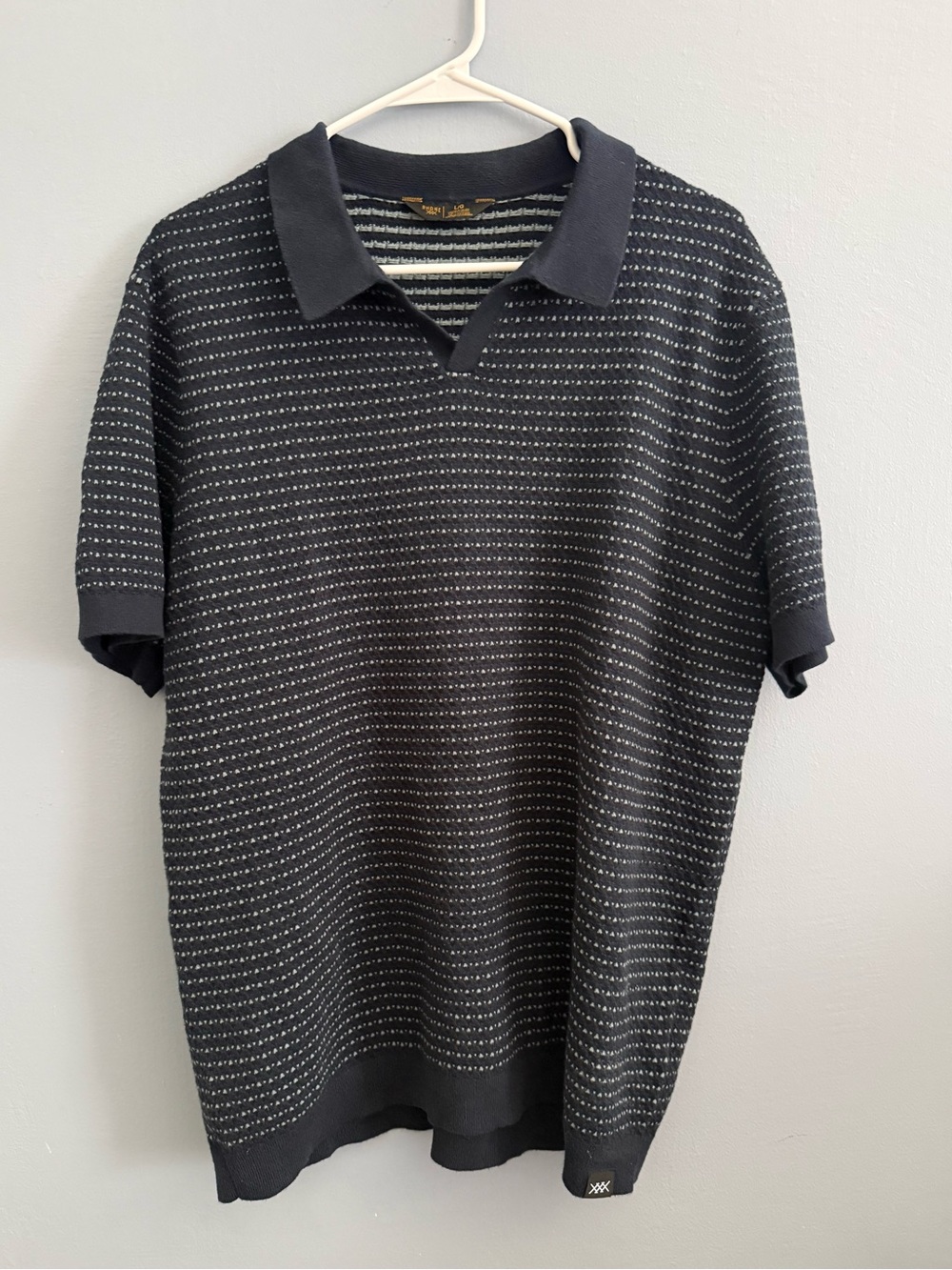 Rhone Navy Johnny Collar Knit Polo